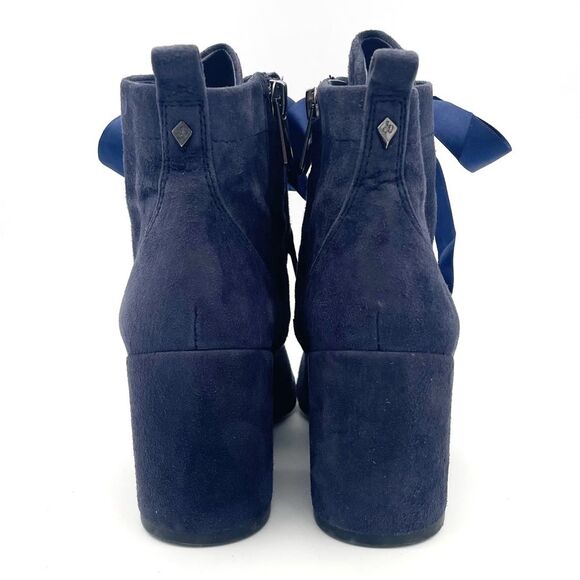 Sam Edelman Boot Tate Dark Blue Suede Block Heel Lace Up Granny Boot Size 5.5 - Picture 9 of 16